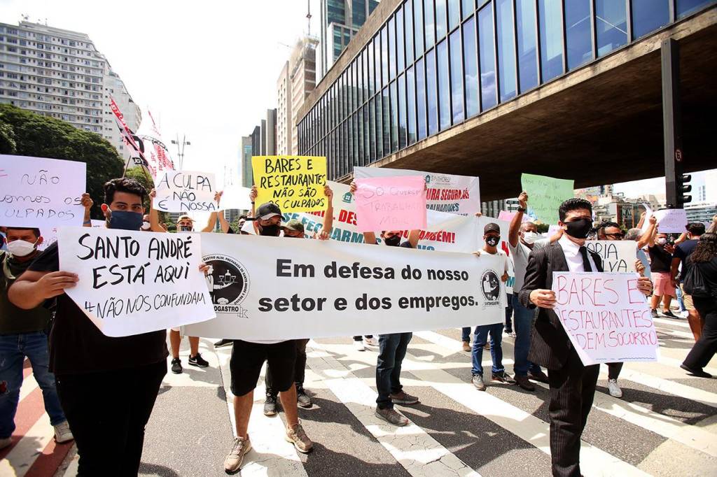 manifestação sinthoresp Protesto realizado à tarde: com integrantes do Sinthoresp