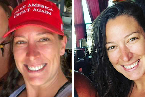 Imagem mostra montagem com duas fotos de Ashli Babbitt, baleada no Capitólio