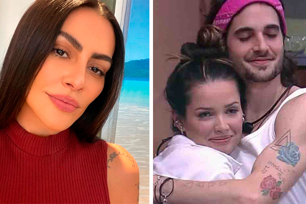 Montagem mostra Cleo Pires à esquerda e Fiuk e Juliette abraçados à direita