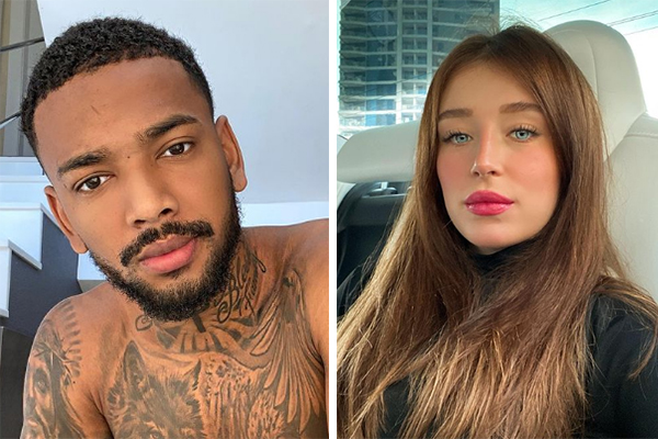 Montagem mostra a modelo Duda Reis em uma foto à direita e o cantor Nego do Borel; na montagem da esquerda