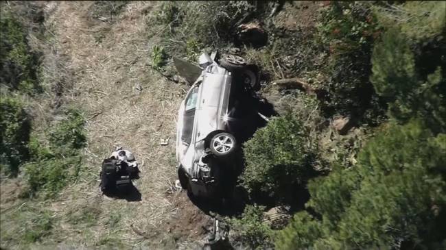 visão aérea do carro de tiger woods