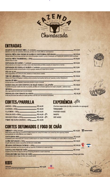 Card&aacute;pio - Fazenda Churrascada