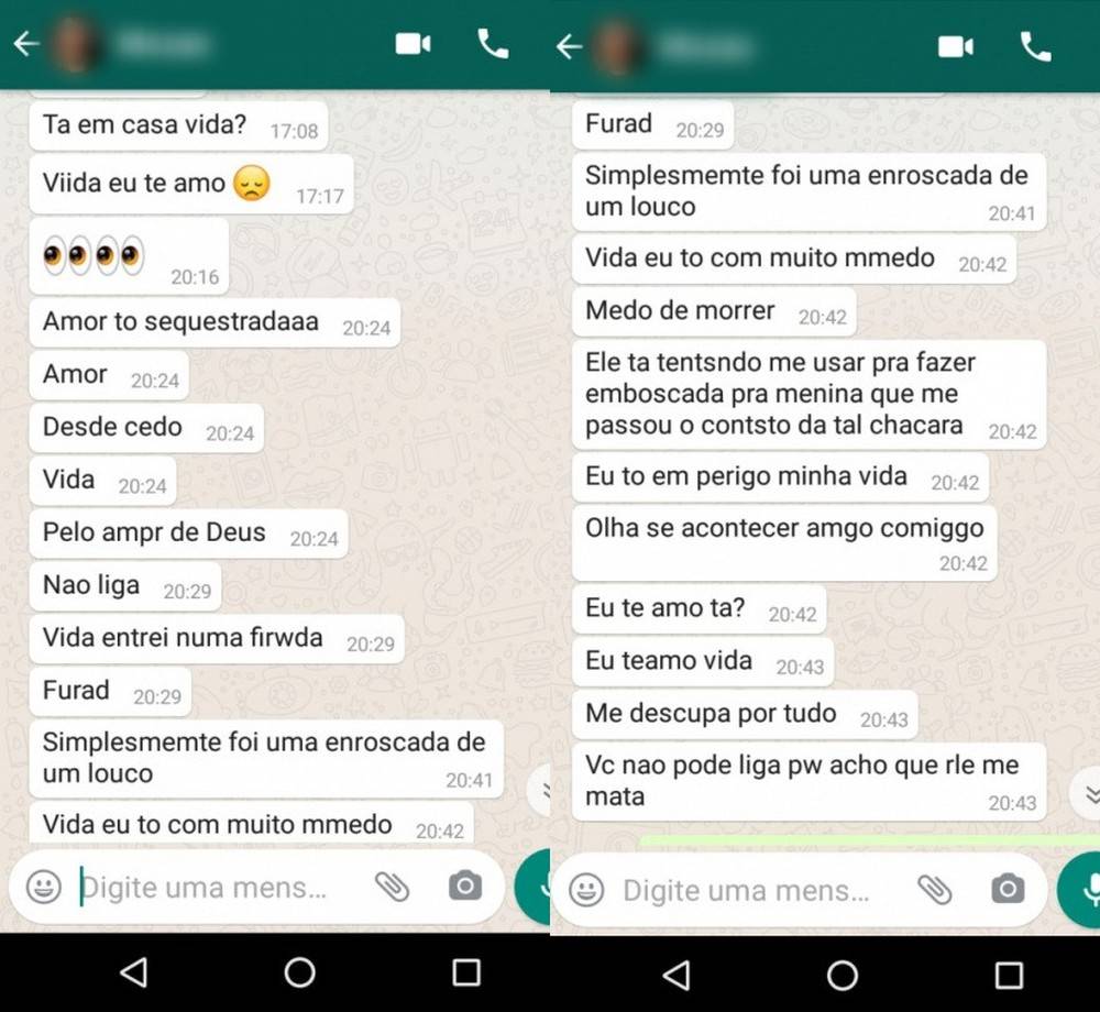 Jovem é sequestrada por ex de amiga e pede socorro por WhatsApp