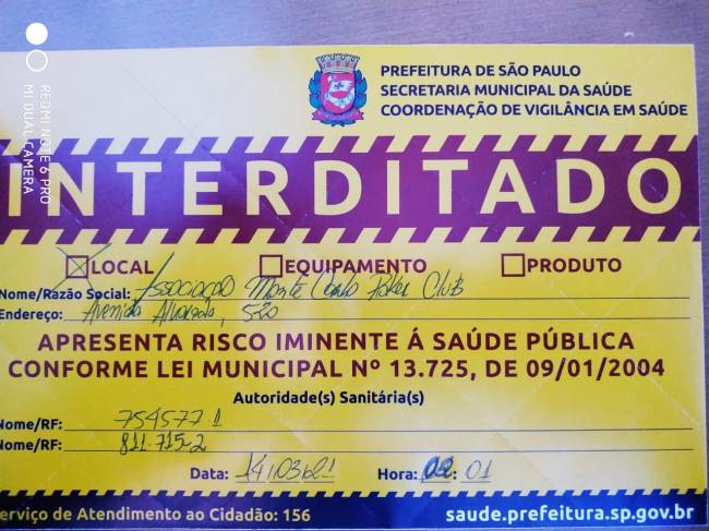 Cassino clandestino Auto de interdição de cassino clandestino