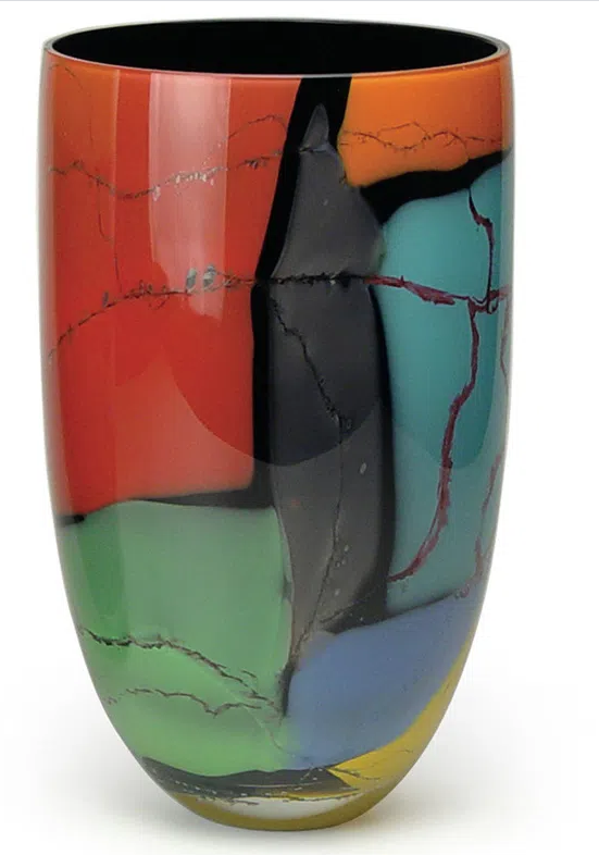 vaso Vaso com efeito de lascas coloridas em fundo Preto Leitoso