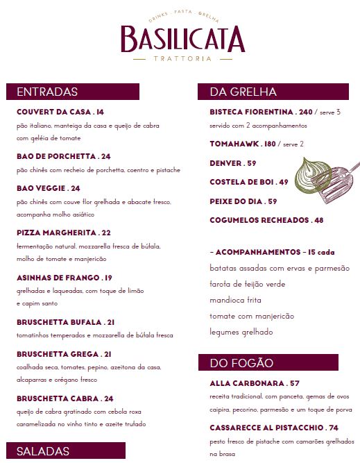 BASILICATA Menu