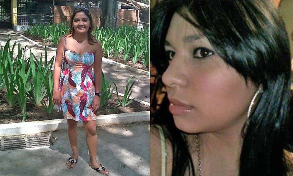 maria augusta posando para a foto de pé à esquerda, e eloá à direita de perfil