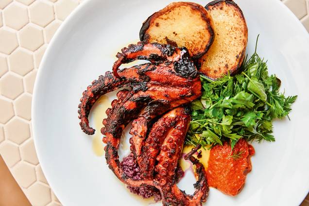 Polvo grelhado: uma das opções do menu Polvo grelhado: uma das opções do menu