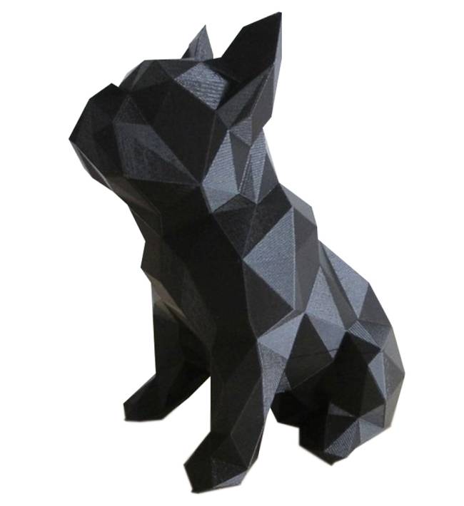 Estátua da silhueta de um cachorro bulldog preto sentado