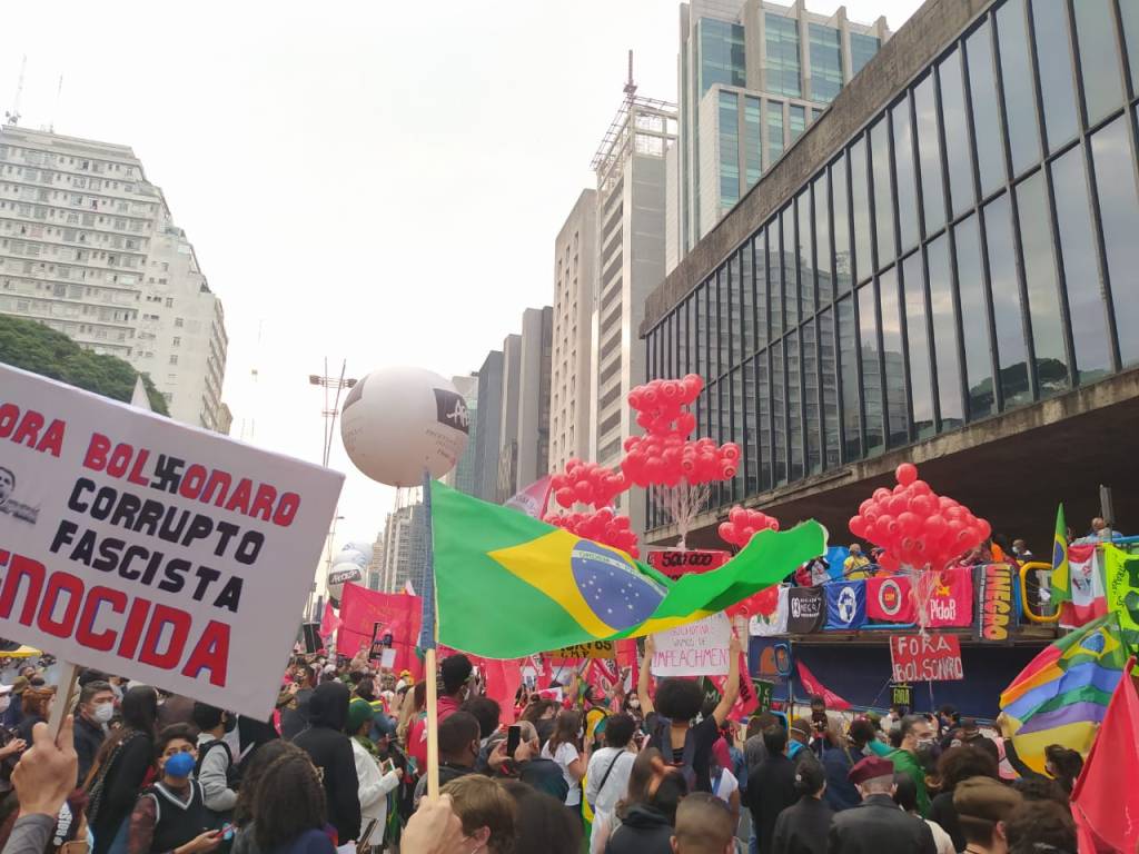 manifestação-conta-Bolsonaro Imagem dos manifestantes na Avenida Paulista