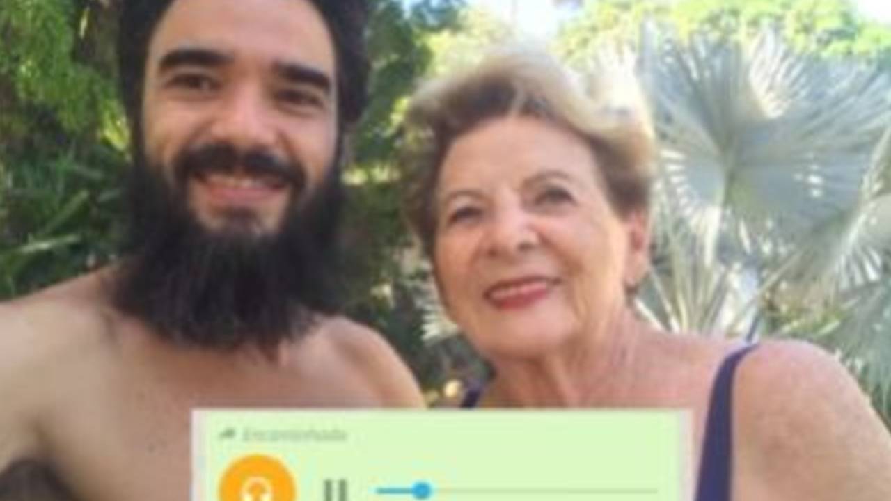Caio Blat com a avó, Janete