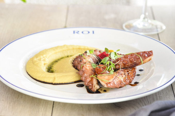 Tentáculos grelhados de polvo: bom complemento de purê de grão-de-bico Tentáculos grelhados de polvo: bom complemento de purê de grão-de-bico