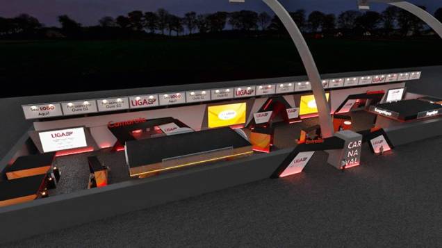 Projeto da ALK para a área do Sambódromo e o futuro deque dos camarotes Projeto da ALK para a área do Sambódromo e o futuro deque dos camarotes