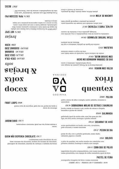 Print do card&aacute;pio do Davo Cozinha.