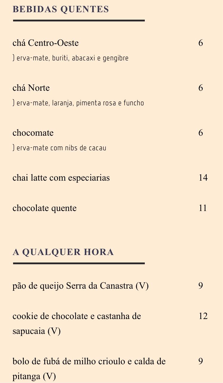 Card&aacute;pio do Cuia Caf&eacute;