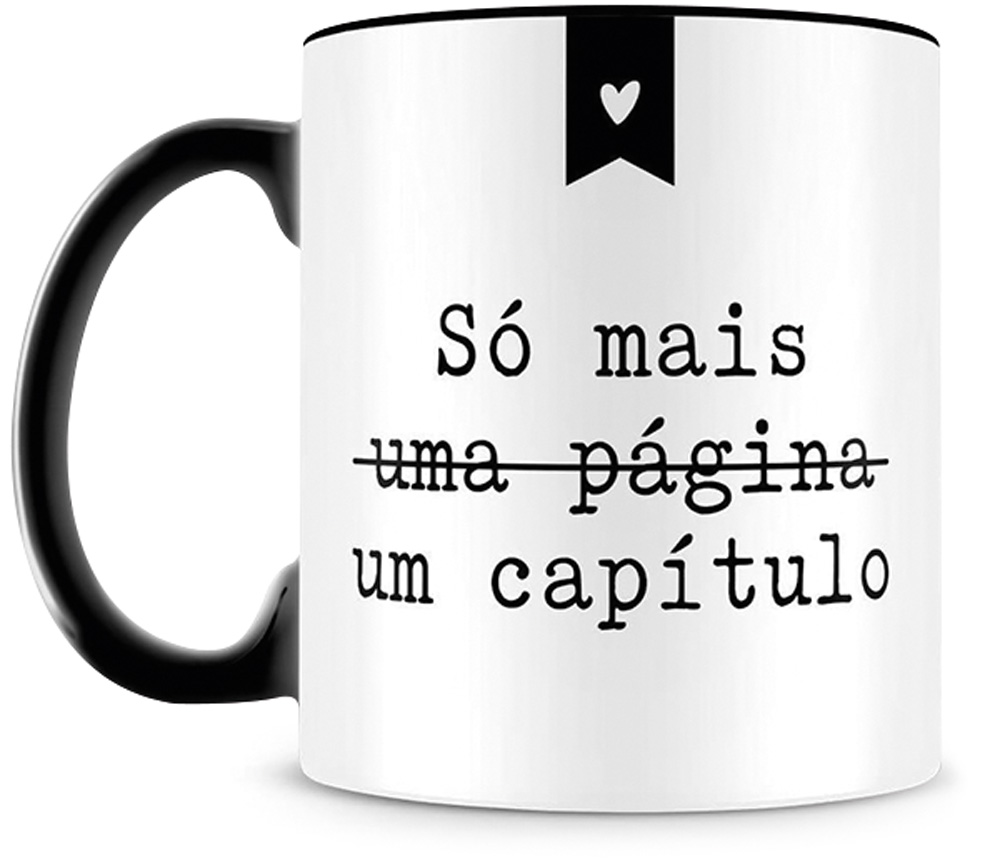 caneca.jpg Caneca branca com alça preta estampa a frase