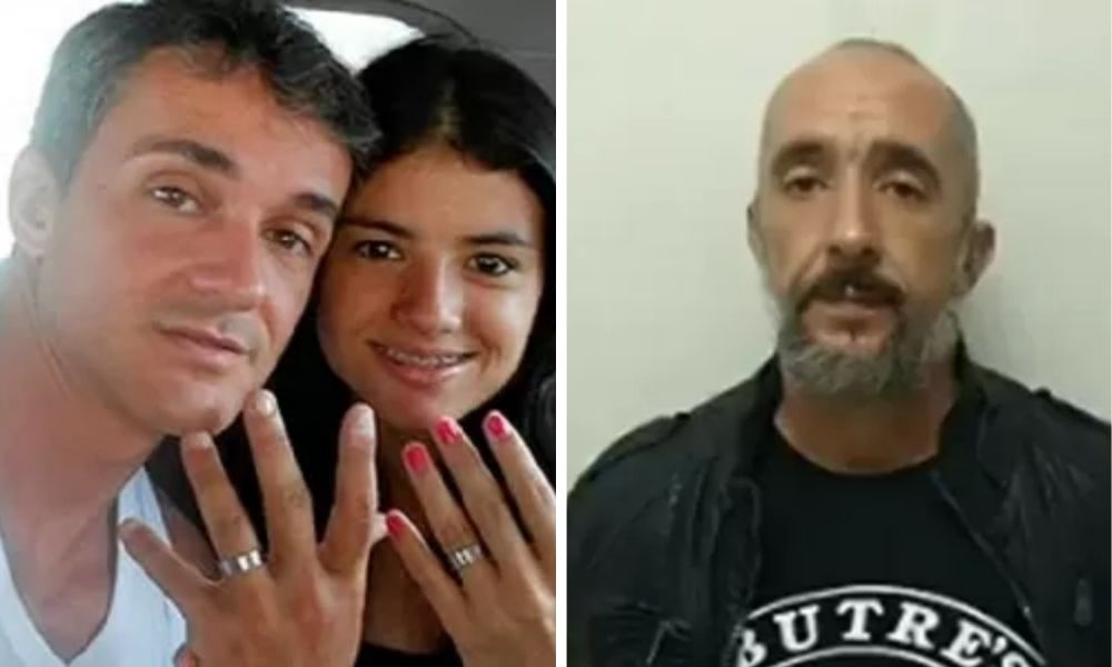 Daniel Cristian Cravinhoas A imagem mostra, à esquerda, Daniel com a esposa, ambos mostrando o anel nos dedos para a câmera. À direita, Daniel Cravinhos, de frente para a cÂmera e com as mãos nas costas.