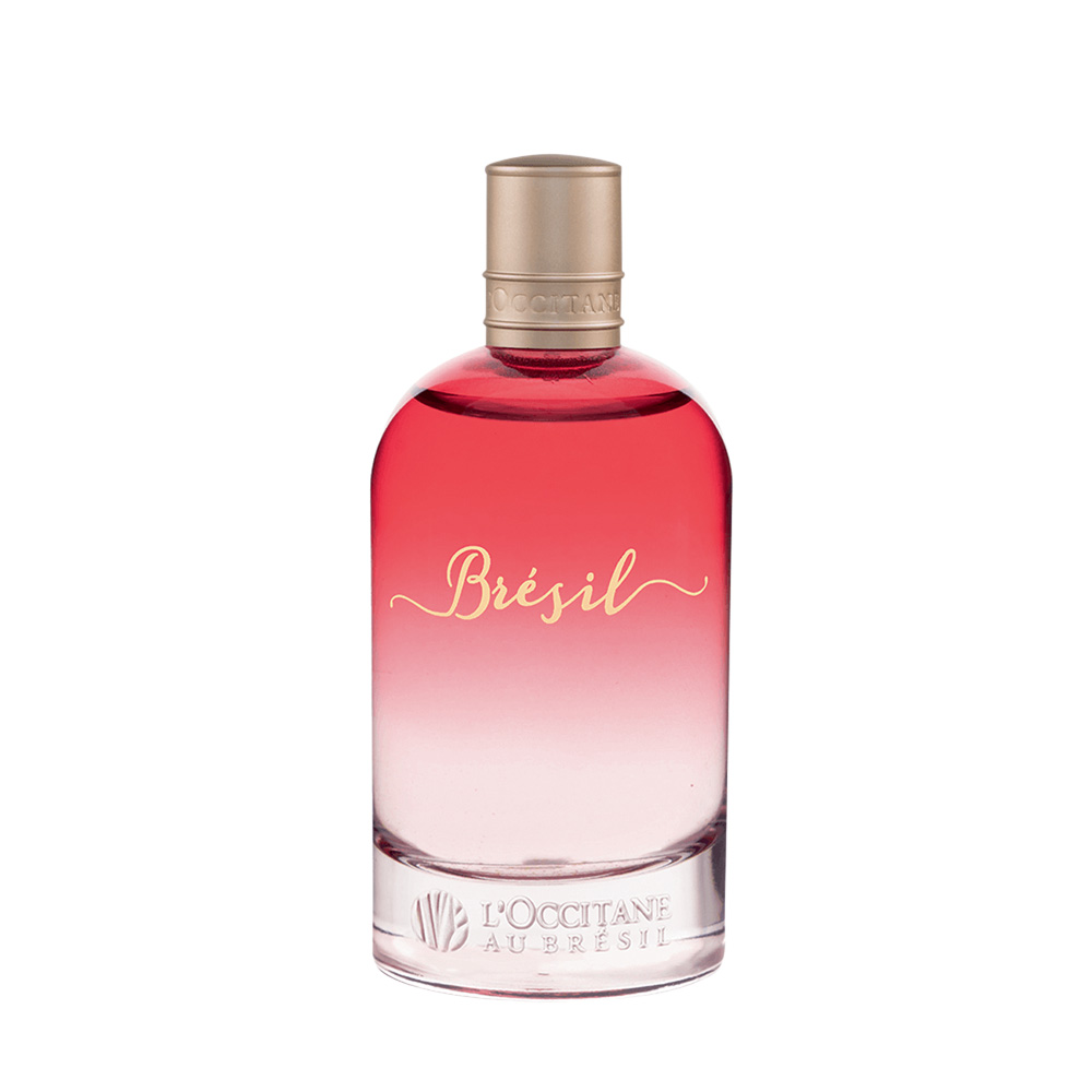 bresil opção 2 Frasco de perfume de vidro em degradê rosa até um rosa bem claro com o escrito