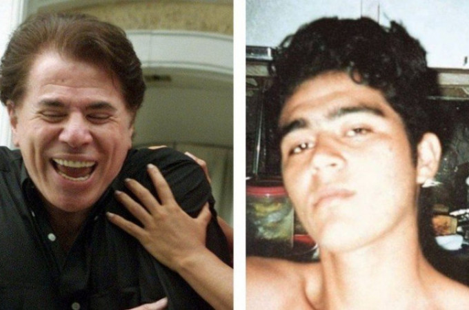 Imagem dupla mostra Silvio Santos sorrindo e Fernando Dutra Pinto sério, sem camisa
