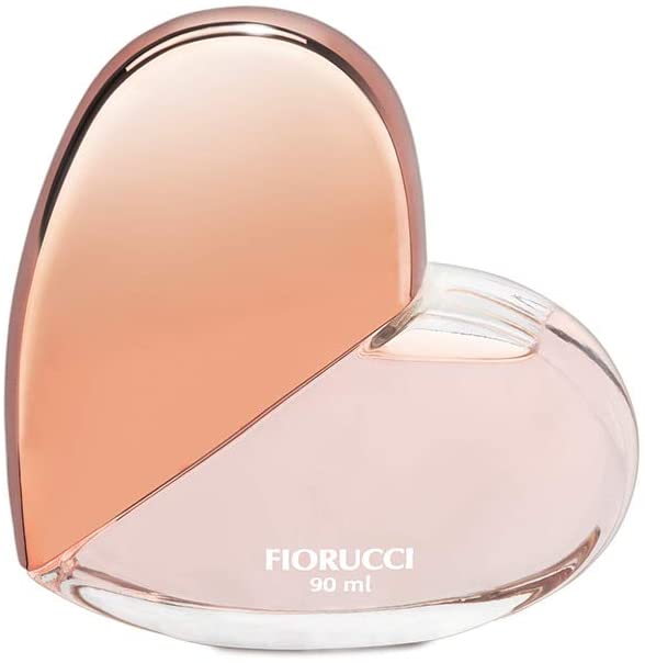 fiorucci deo colonia Frasco de vidro em formato de coração, com metade rosa mais escuro e a outra metade rosa mais claro