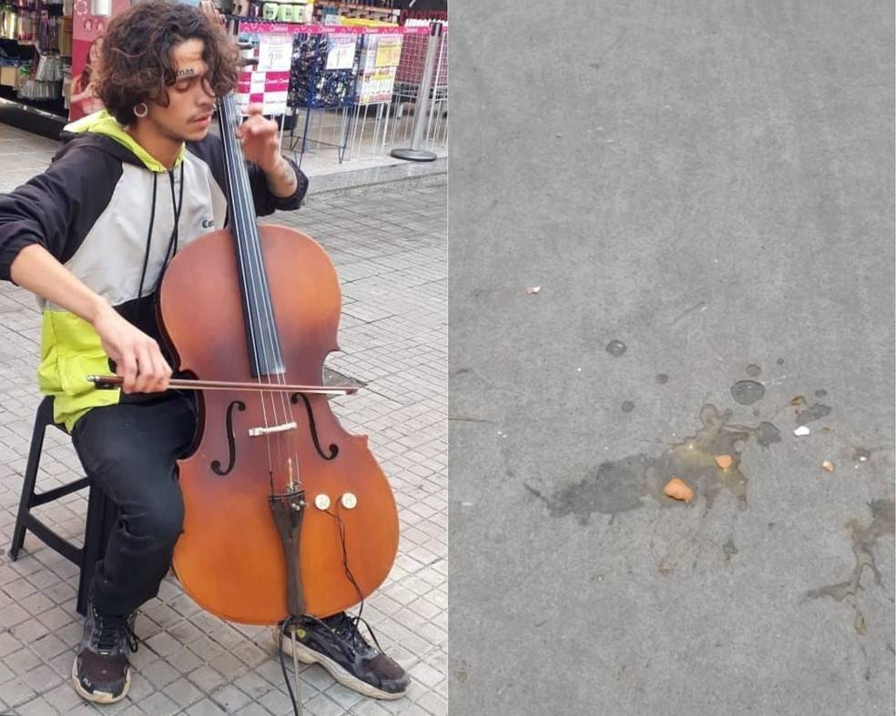 Músico é alvo de ovadas durante apresentação no litoral de SP