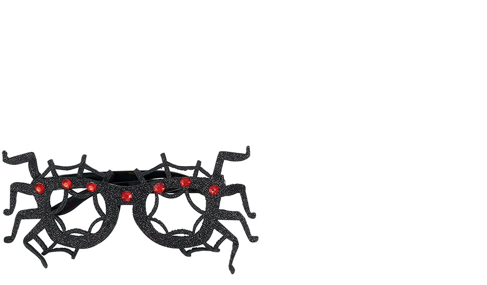 óculos dia das bruxas.jpg Um óculos com formato de patas de aranha e detalhes em vermelho