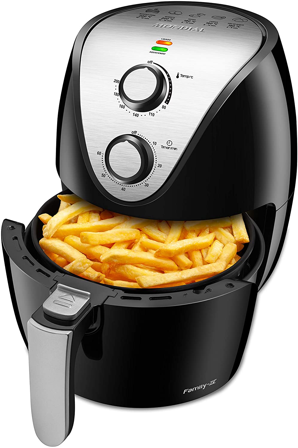 fritadeira Uma fritadeira preta com várias batatas fritas dentro