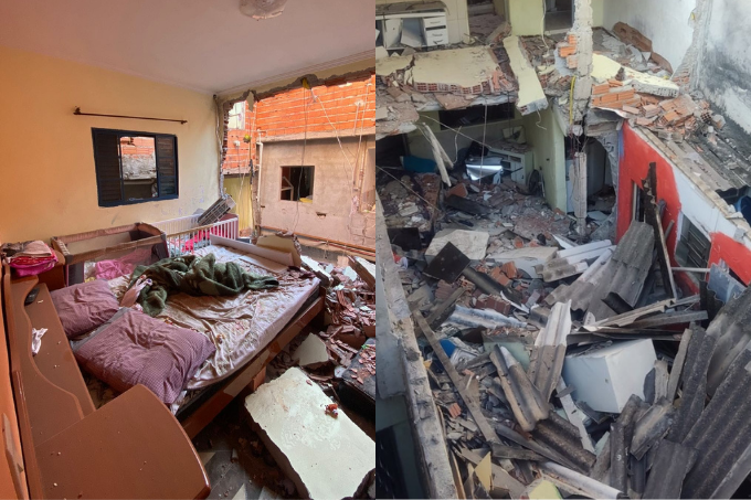 Explosão de botijão de gás desaba casa e deixa 4 feridos em Itaquera