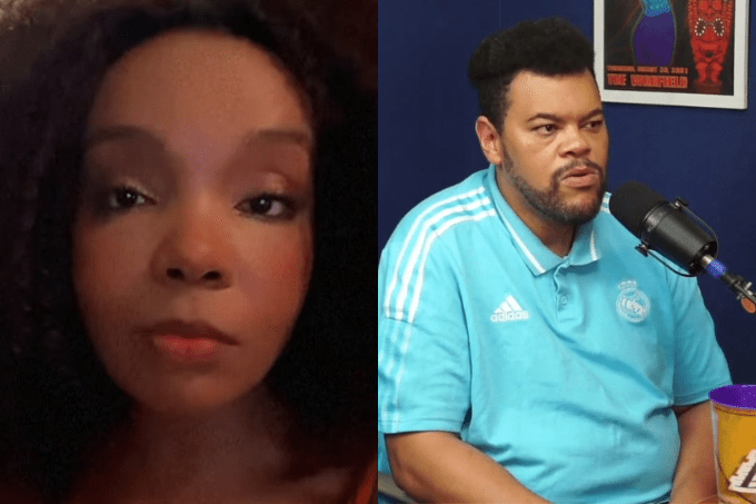 Duas imagens. À esquerda, a cara de uma mulher, à direita, um homem de camisa polo azul clara, sentado.