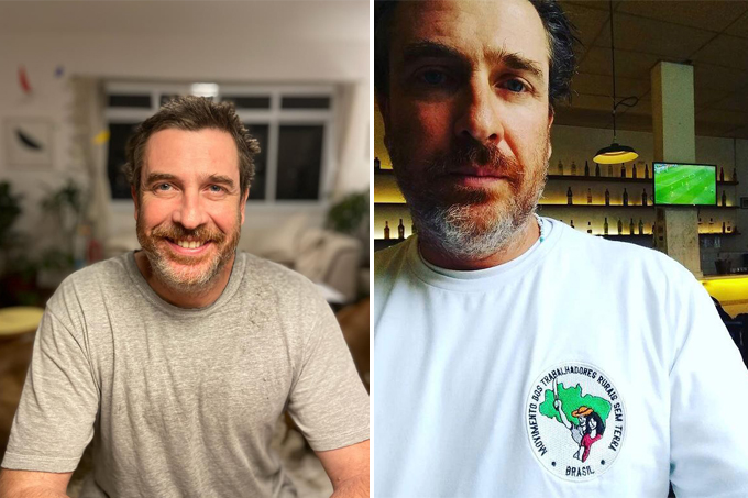 Duas selfies unidas do Leonardo Gola Piacentini por linha fina.