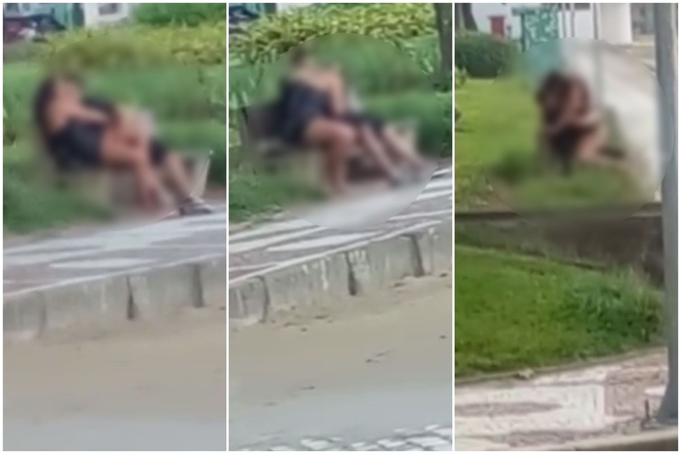 Casal flagrado em atos obscenos em Santos, SP.