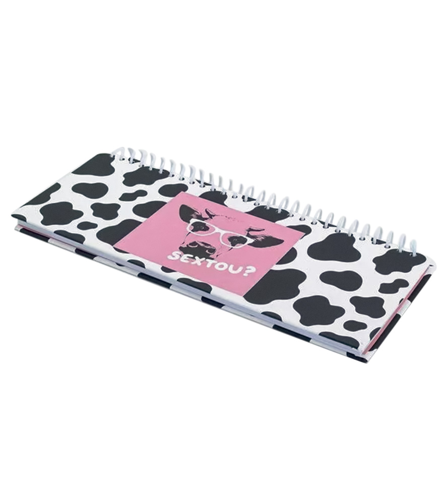 planner 2022.jpg Planner com estampa de vaquinha e um detalhe rosa
