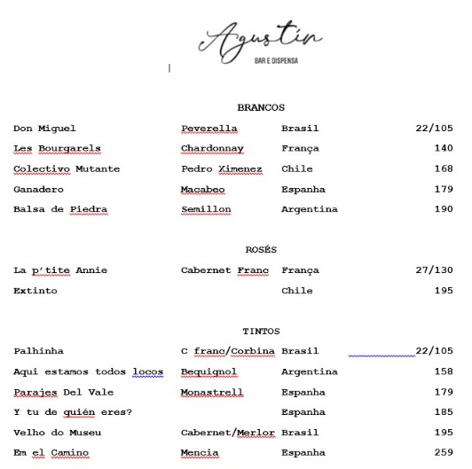 menu