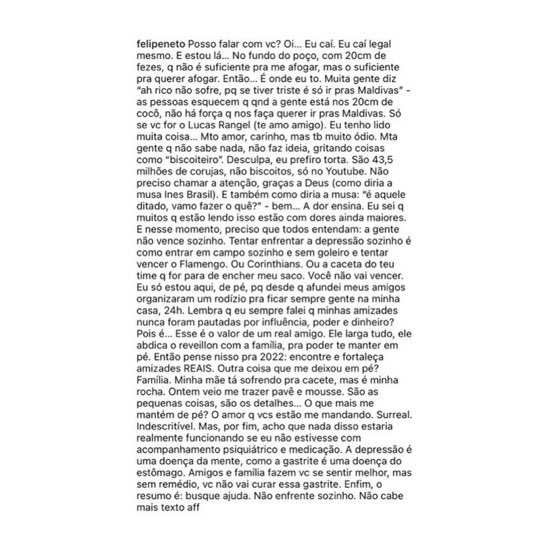 mensagemFelipeNeto Conteúdo de post de Felipe Neto nas redes sociais