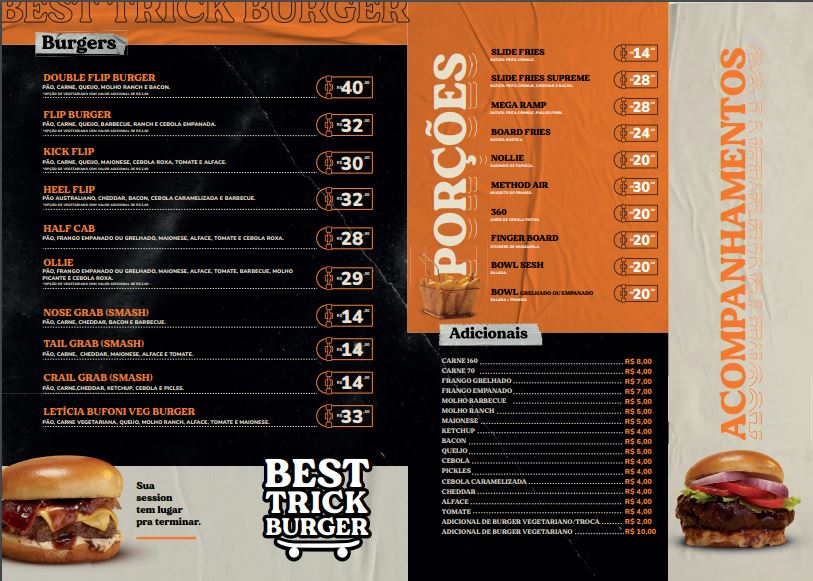 flip burger Print do cardápio do Flip Burger.