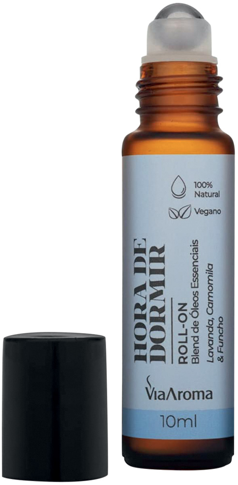 Blend de &oacute;leos essenciais em embalagem de vidro marrom e roll on