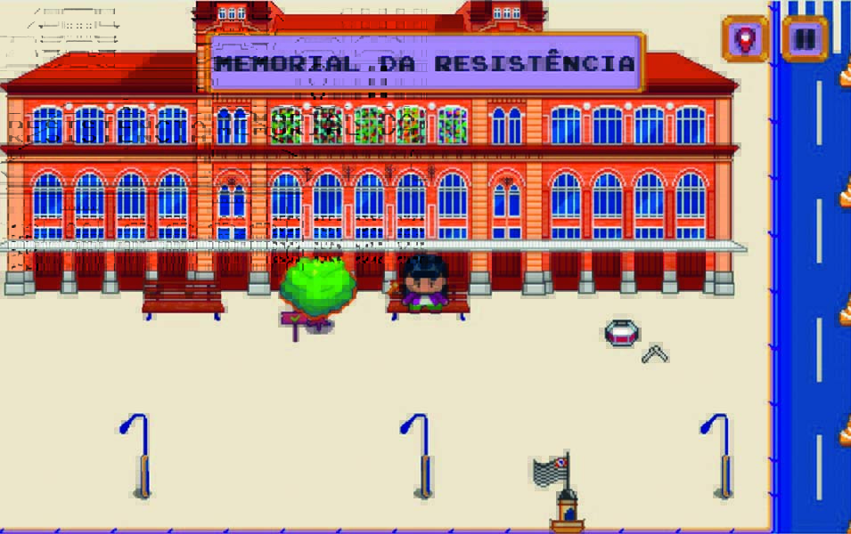 Frame Game do Guri 4.jpeg Jogo on-line mostra avatar em frente ao Memorial da Resistência