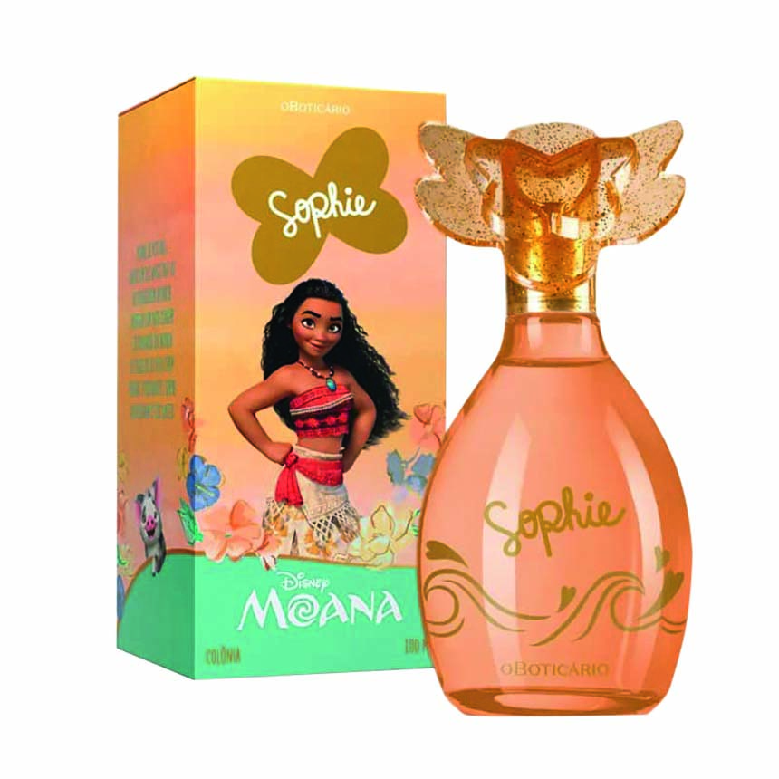 Col&ocirc;nia em embalagem laranja com o tema do filme 