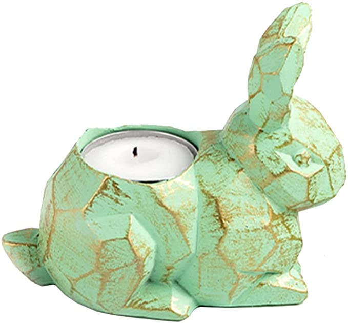 Suporte verde &aacute;gua claro em formato de coelho deitado