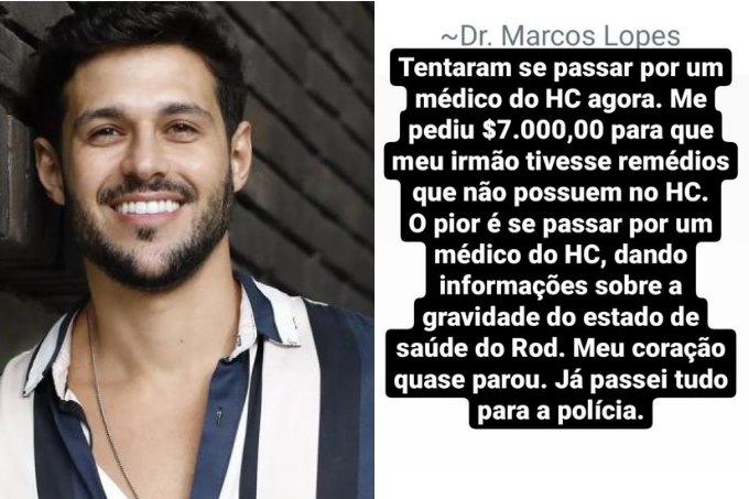 Duas imagens. À esquerda, um homem de barba e camisa listrada, sorrindo. À direita, um texto.