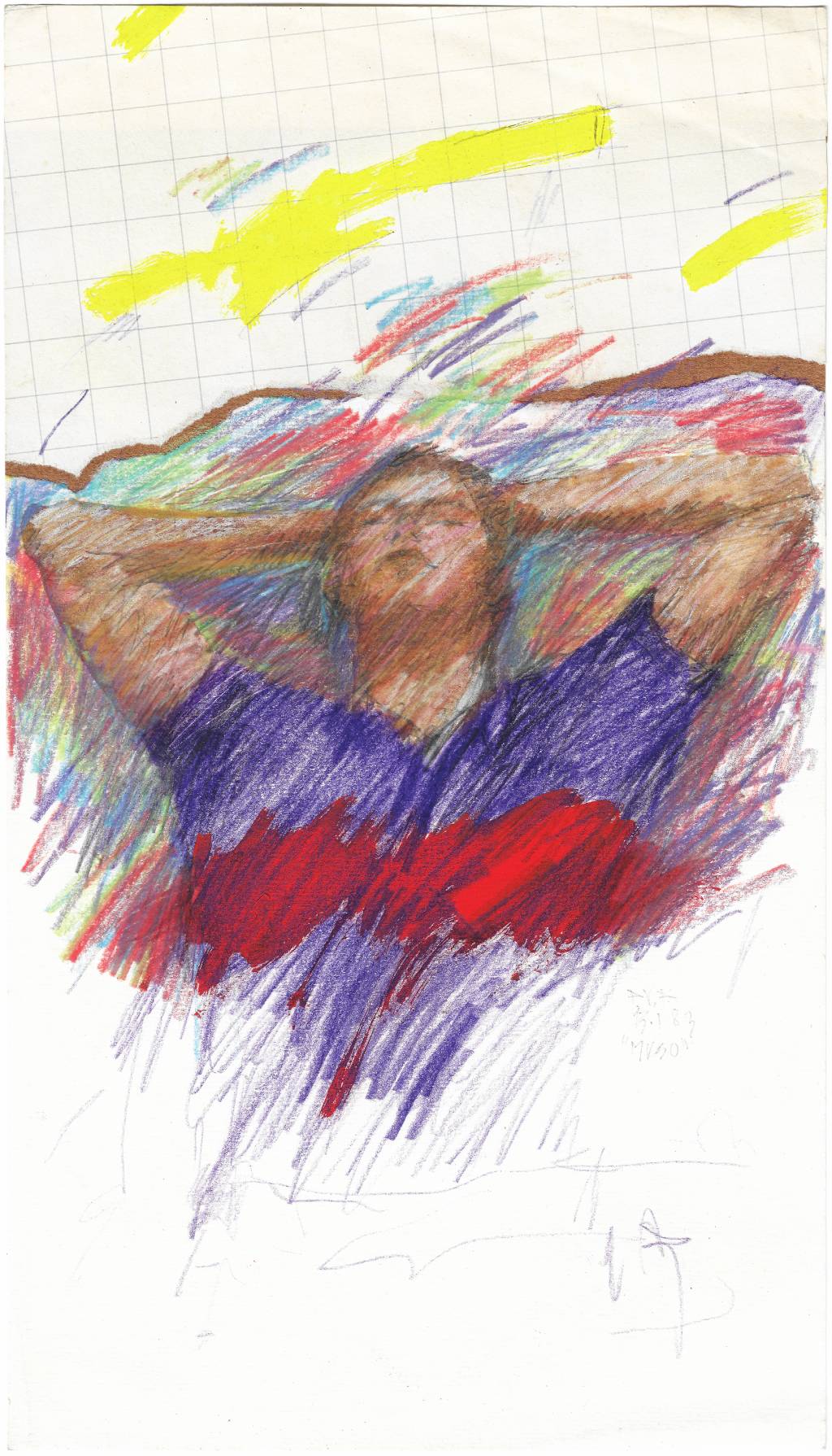 Desenhos Nus quadro mostra um homem com as mãos na cabeça