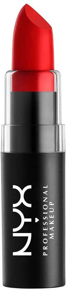 Batom vermelho em frasco preto