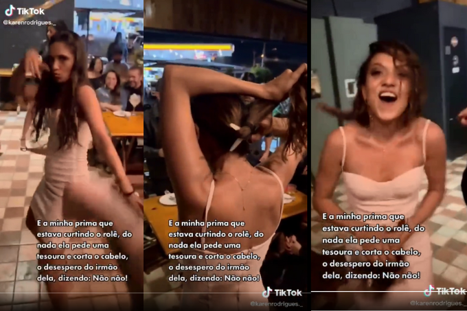 Mulher corta o cabelo dançando em festa e resultado impressiona