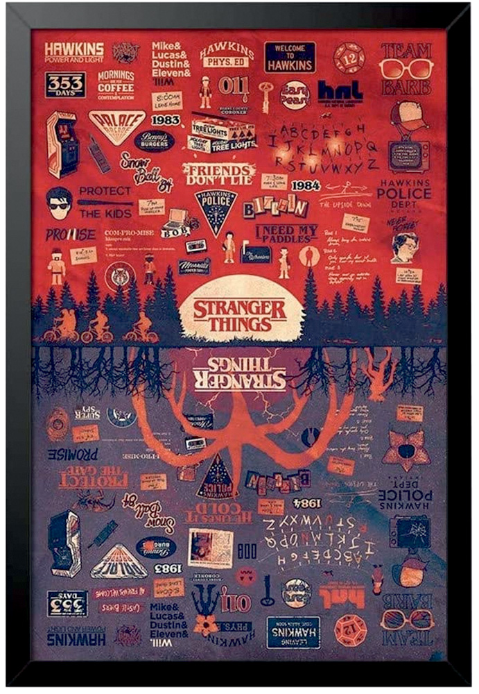 Quadro decorativo.jpg Pôster Emoldurado (moldura preta) com imagem de Stranger Things