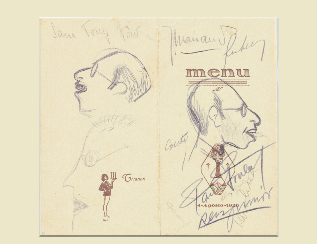 O escritor Mário de Andrade em cardápios