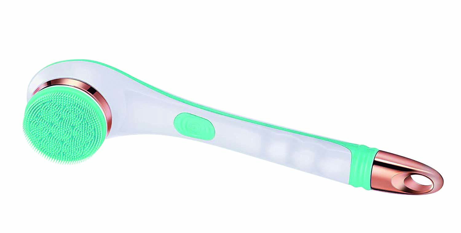 Escova el&eacute;trica de banco de cabo branco e esponja de silicone azul na ponta