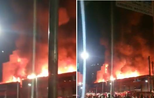 Incêndio de grande proporção atinge prédios na região da rua 25 de Março