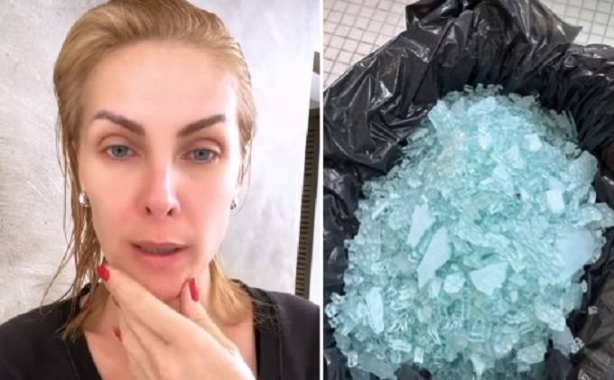 Ana Hickmann se assusta após vidro do box de seu banheiro quebrar