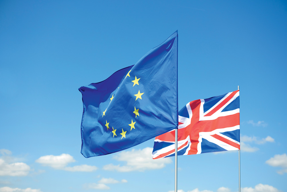 Concept of brexit referendum and flags Concept of brexit referendum and flags