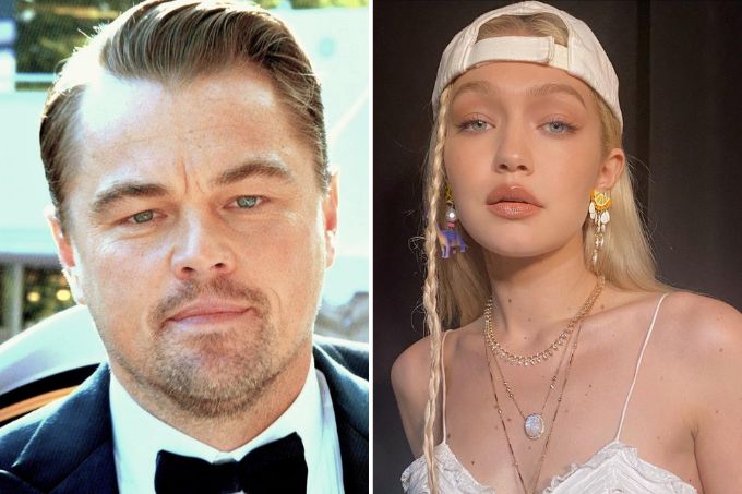Montagem com fotos de Leonardo DiCaprio e Gigi Hadid